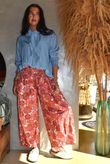 Annie 1972 Shirring Pleat Barrel Pant Rhubarb Rose